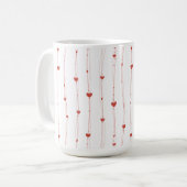 Rote Herzen auf Ribbons Nahtloses Muster Valentine Kaffeetasse (Vorderseite Links)