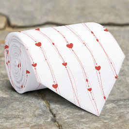 Rote Herzen auf Ribbons Nahtloses Muster Valentine Krawatte