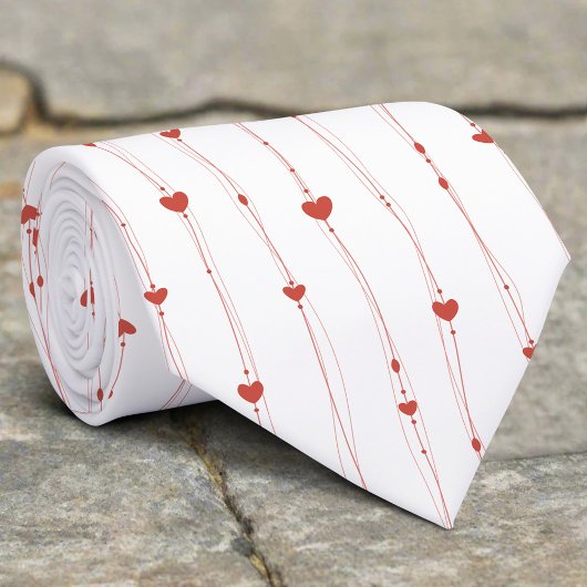 Rote Herzen auf Ribbons Nahtloses Muster Valentine Krawatte
