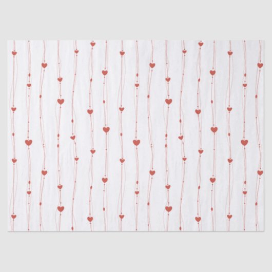 Rote Herzen auf Ribbons Nahtloses Muster Valentine Seidenpapier (Vorderseite)