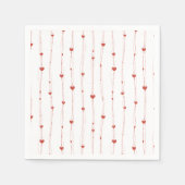 Rote Herzen auf Ribbons Nahtloses Muster Valentine Serviette (Vorderseite)