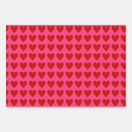 Rote Herzen auf Rosa Geschenkpapier Set (Vorderseite 2)