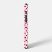 rote Herzen auf rosa Gingham iPhone Hülle (Linke Seite)