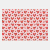 Rote Herzen auf rosa Kinder-Malvorlage Geschenkpapier Set (Vorderseite 3)
