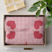 Rote Herzen auf rosa Muster Seidenpapier (Geschenk)