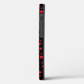 rote Herzen auf schwarz Case-Mate iPhone Hülle (Rückseite / Links)