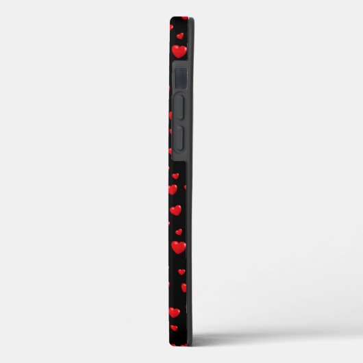 rote Herzen auf schwarz Case-Mate iPhone Hülle (Rückseite / Links)