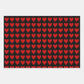 Rote Herzen auf schwarz mit/Soliden Geschenkpapier Set (Vorderseite)