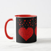 Rote Herzen auf Schwarz-Schwarz Tasse (Links)