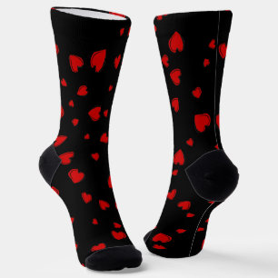Rote Herzen auf Schwarz Socken