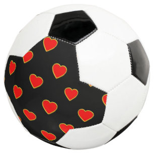 Rote Herzen auf schwarzem Hintergrund Fußball