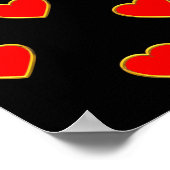 Rote Herzen auf schwarzem Hintergrund Poster (Ecke)