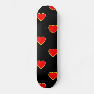 Rote Herzen auf schwarzem Hintergrund Skateboard