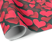 Rote Herzen auf schwarzem Valentin Geschenkpapier (Rolleneckpunkt)