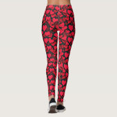 Rote Herzen auf schwarzem Valentin Leggings (Rückseite)