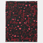 Rote Herzen auf schwarzer Decke mit Namen (Vorderseite)