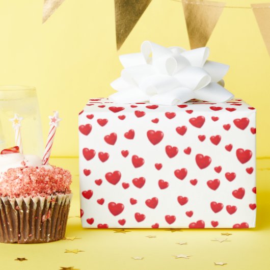 Rote Herzen auf Weiß Geschenkpapier (Geburtstagsparty)