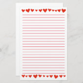 Rote Herzen auf Weiß gezeichnetem Briefpapier (Vorne/Hinten)