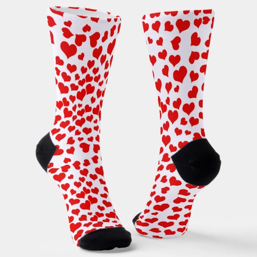 Rote Herzen auf Weiß Socken (Gewinkelt)