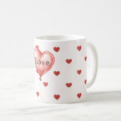 Rote Herzen Ballon Kaffeetasse (VorderseiteRechts)