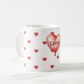 Rote Herzen Ballon Kaffeetasse (Vorderseite Links)