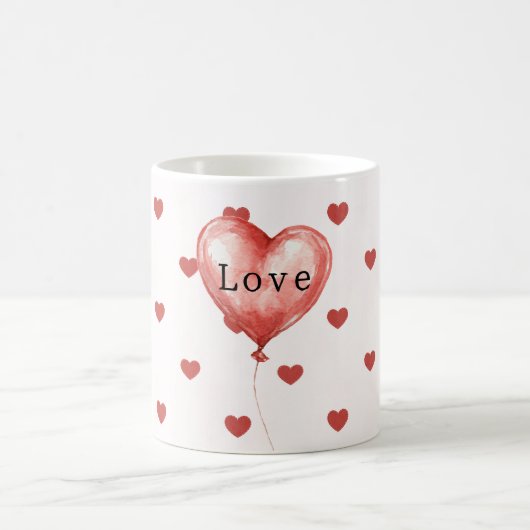 Rote Herzen Ballon Kaffeetasse (Mittel)