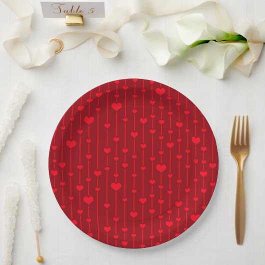 Rote Herzen beliebtes Muster Pappteller (Hochzeit)