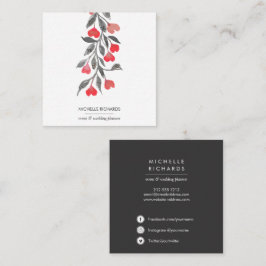 Rote Herzen | Berufliche Social Media Icons Quadratische Visitenkarte