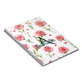 Rote Herzen Blumen Monogramm Name Notizblock (Rechte Seite)
