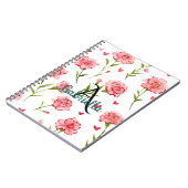 Rote Herzen Blumen Monogramm Name Notizblock (Linke Seite)