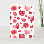 Rote Herzen Blumen Valentinstag Karte (Rückseite)