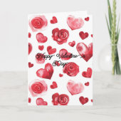 Rote Herzen Blumen Valentinstag Karte (Vorderseite)