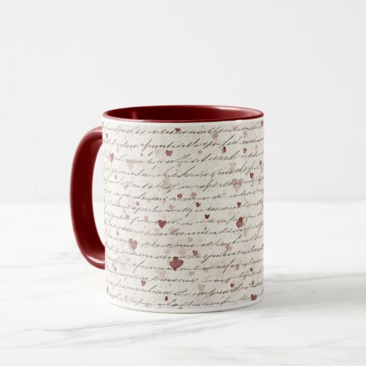 Rote Herzen Creme Tasse (Vorderseite Links)