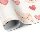 Rote Herzen Creme-Umschläge Liebe  Geschenkpapier (Rolleneckpunkt)