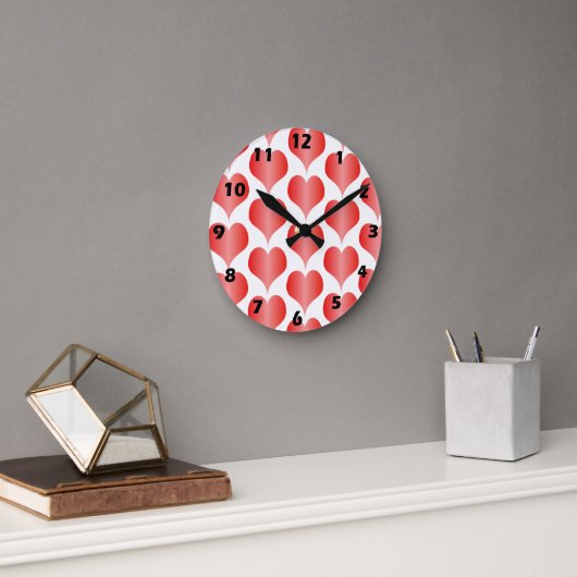 Rote Herzen Design Runde Wanduhr (Büro)