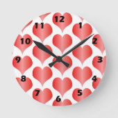 Rote Herzen Design Runde Wanduhr (Vorderseite)