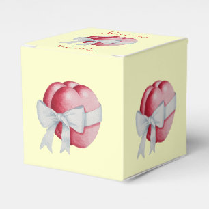 rote Herzen, die mit weißen Schleifen für Hochzeit Geschenkschachtel