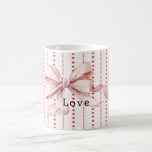 Rote Herzen erröten rosa Schleife Kaffeetasse (Mittel)