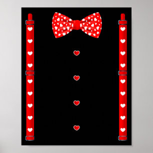 Rote Herzen Fliege Hosenträger Valentinstag Kostüm Poster