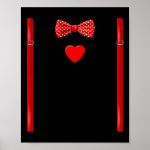 Rote Herzen Fliege Hosenträger Valentinstag Kostüm Poster
