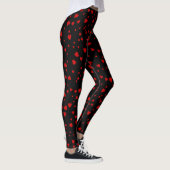 Rote Herzen Floating Muster auf schwarz Leggings (Rechts)