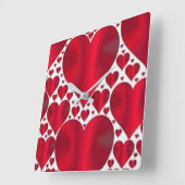 ROTE HERZEN FÜR DEN VALENTINTAG QUADRATISCHE WANDUHR (Winkel)