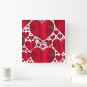 ROTE HERZEN FÜR DEN VALENTINTAG QUADRATISCHE WANDUHR (Zuhause)