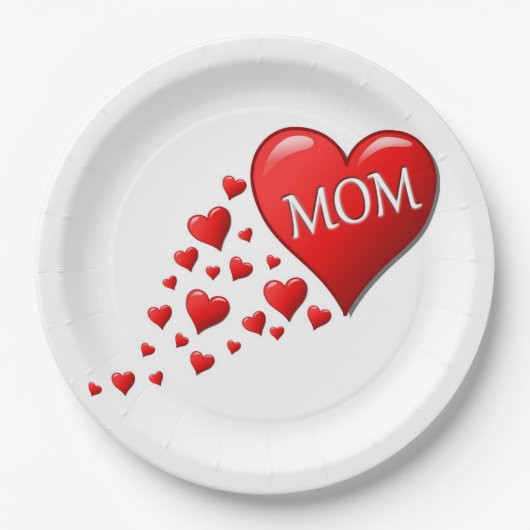 ROTE HERZEN FÜR DIE MAMA PAPPTELLER (Vorderseite)