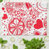 Rote Herzen für Valentinstag Küchentuch (Gefaltet)