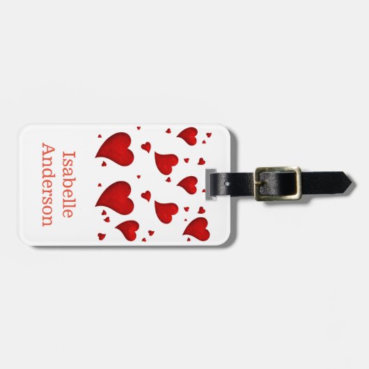 Rote Herzen Gepäckanhänger (Vorderseite horizontal)