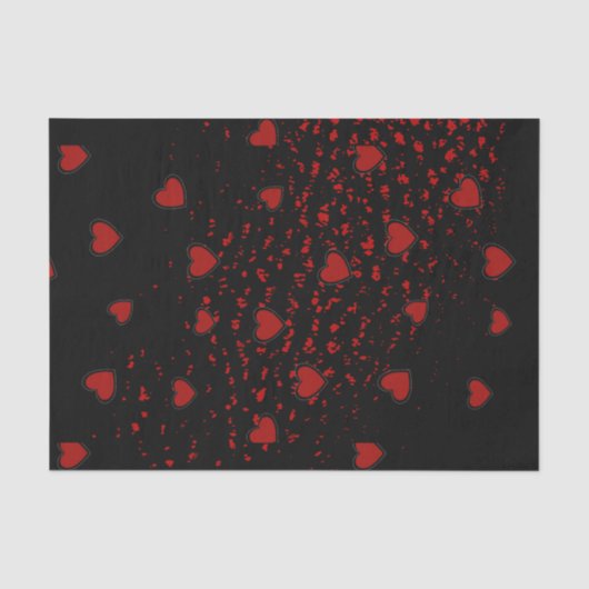 Rote Herzen gescattert/ schwarz Seidenpapier (Vorderseite)