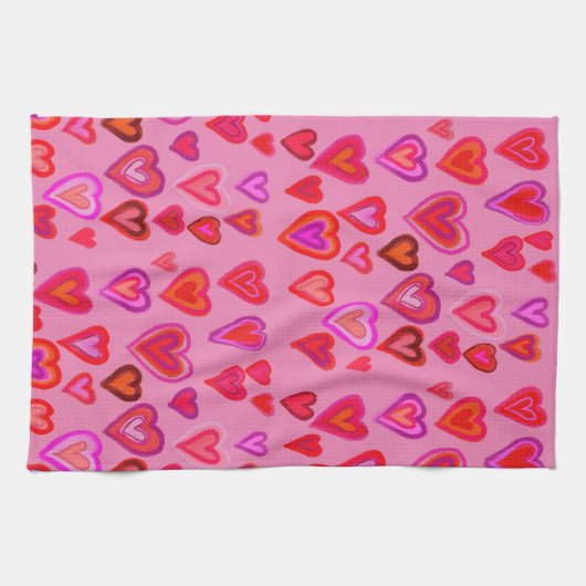 Rote Herzen Geschirrtuch (Horizontal)