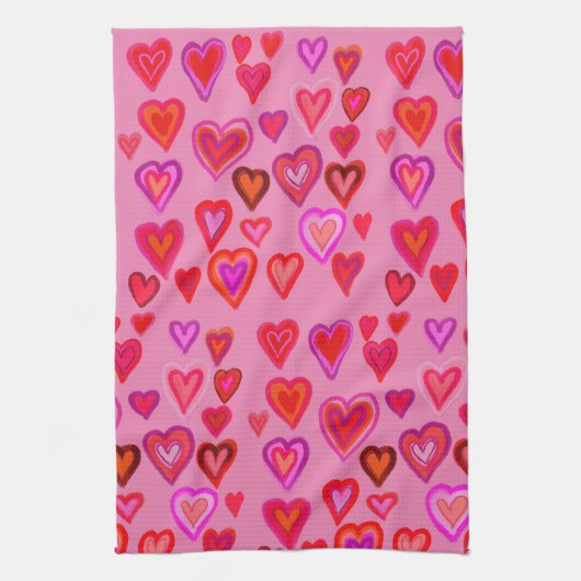 Rote Herzen Geschirrtuch (Vertikal)