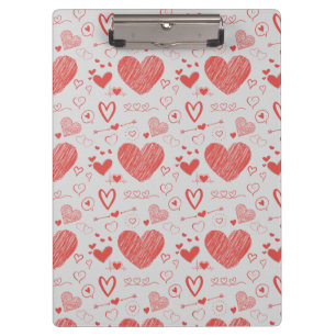 rote Herzen - grauer Hintergrund Klemmbrett